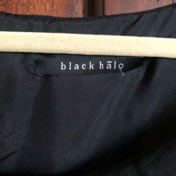 Black Halo Draped Asymmetrical sheath Dress 6 - Picture 3 of 4